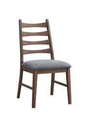 Mayah Dark Gray Linen & Walnut Finish Side Chair (Set of 2)