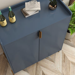 2 doors home wine bar cabinet with wine rack & adjustable storage shelf, modern sideboard with soft-closing hinge, dinning room buffet cabinet, Liquor Cabinet kitchen, living room coffee cart Blue