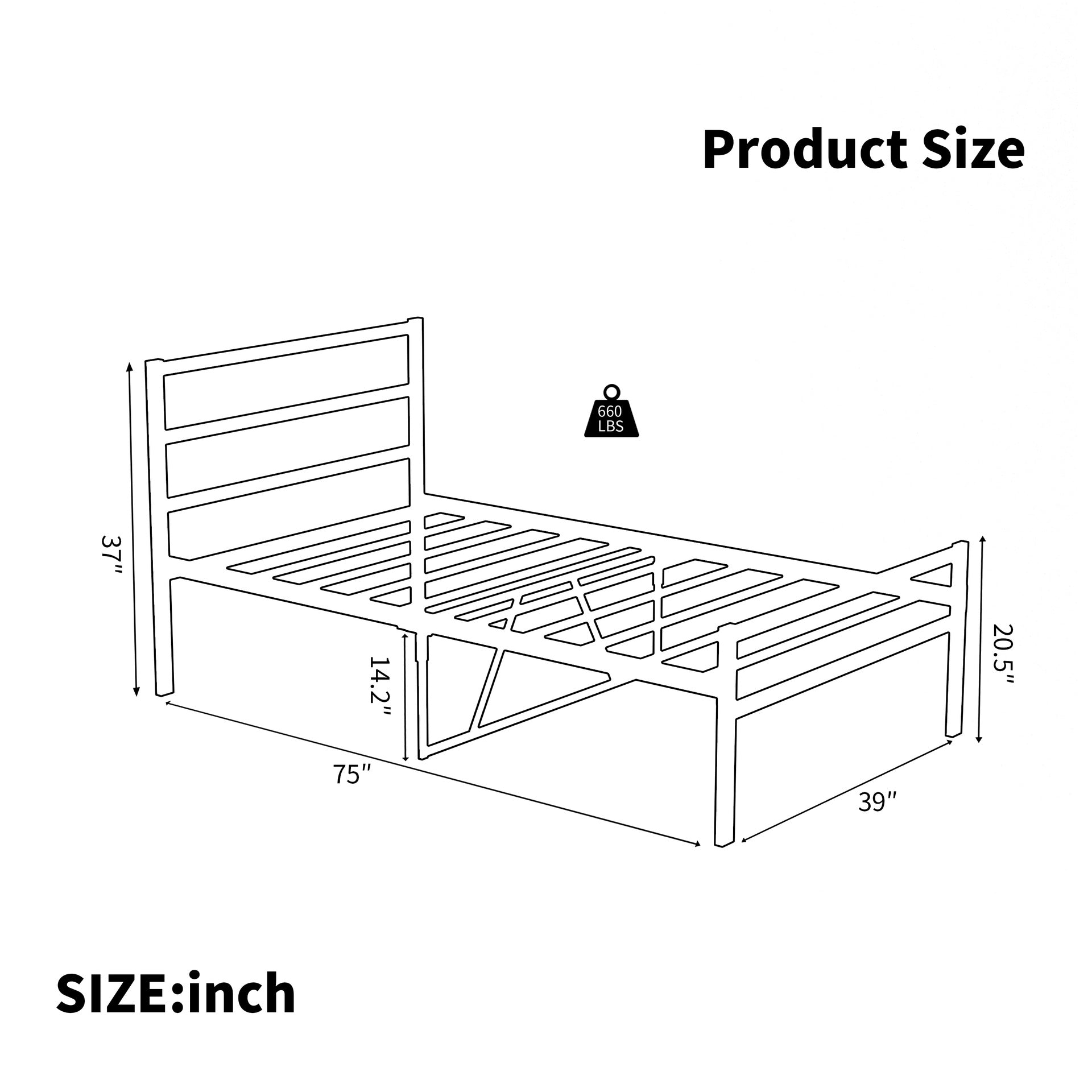 Metal Platform Bed frame with Headboard, Sturdy Metal Frame, No Box Spring Needed(Twin)