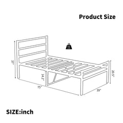 Metal Platform Bed frame with Headboard, Sturdy Metal Frame, No Box Spring Needed(Twin)