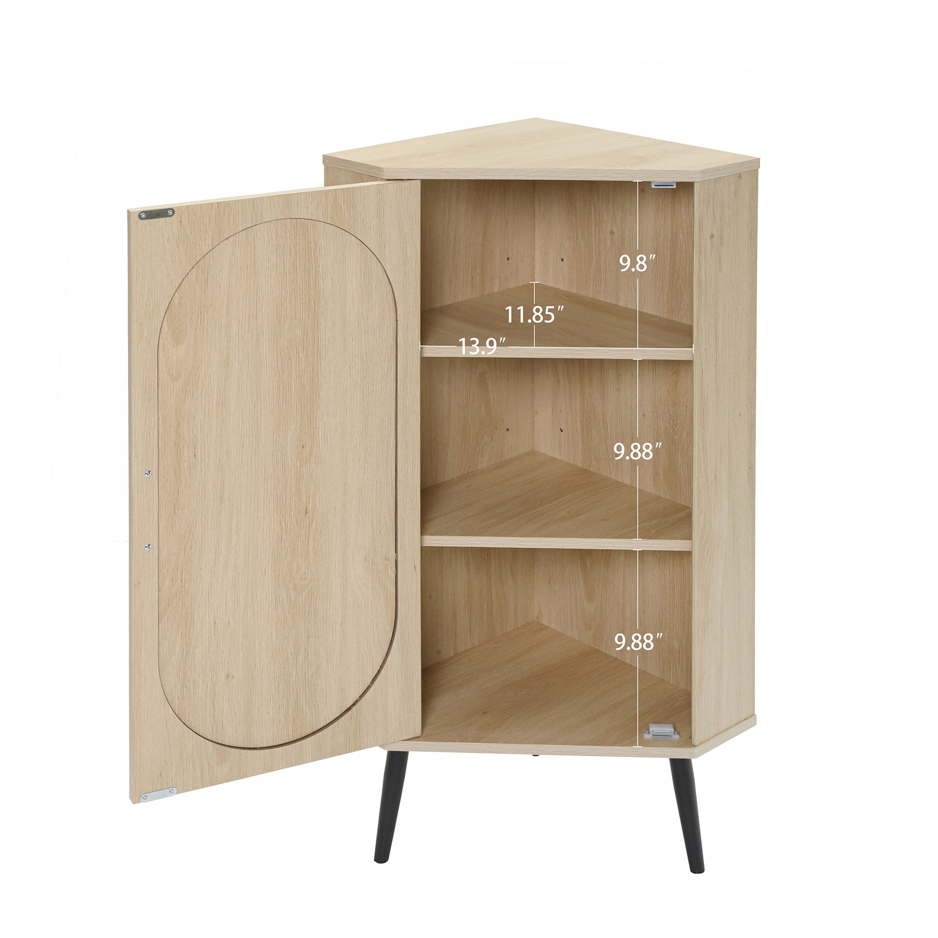 Corner cabinet ,Rattan door,Freestanding Corner Tables For Small Spaces, Corner Shelf Stand For Living Room, Kitchen, Bedroom