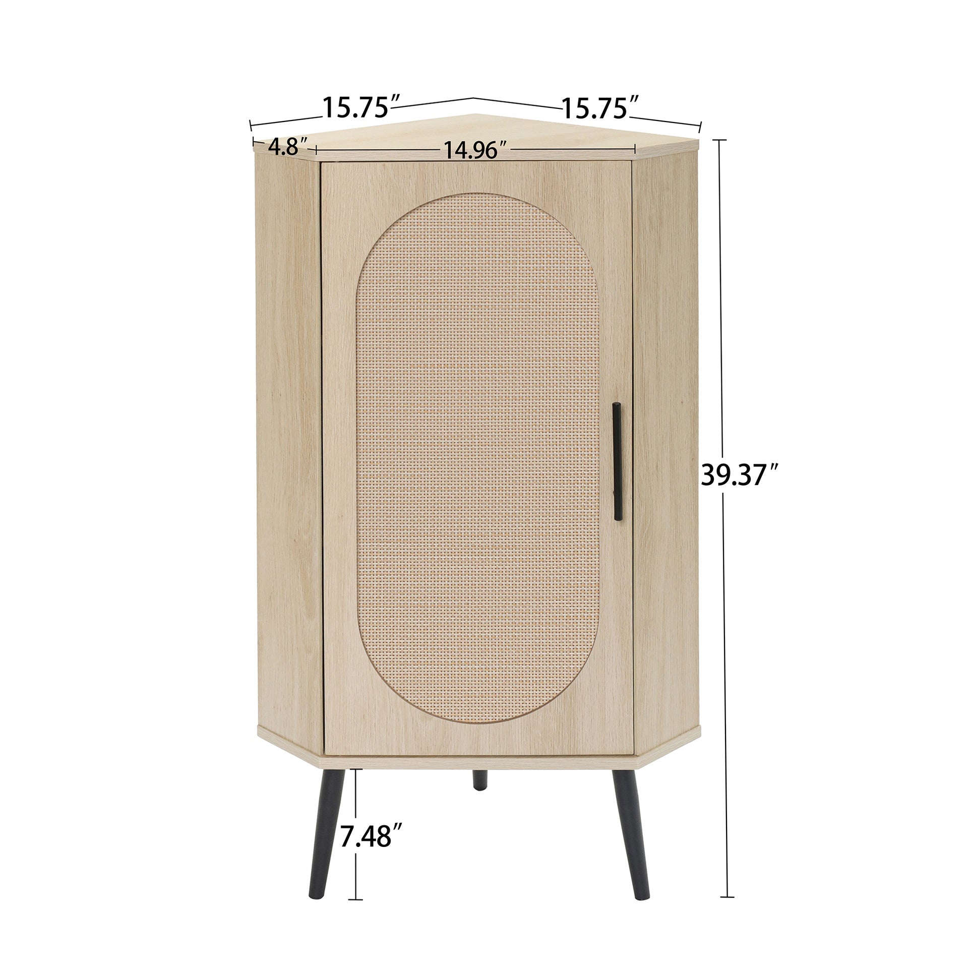 Corner cabinet ,Rattan door,Freestanding Corner Tables For Small Spaces, Corner Shelf Stand For Living Room, Kitchen, Bedroom