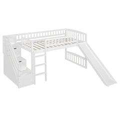 Stairway Twin Size Loft Bed with Two Drawers and Slide, White(OLD SKU:LT000515AAK)