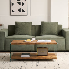 MDF CoffeeTable, Small Tea Table, Walnut Tempered Glass Sofa Table