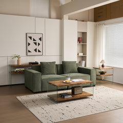 MDF CoffeeTable, Small Tea Table, Walnut Tempered Glass Sofa Table