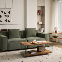 MDF CoffeeTable, Small Tea Table, Walnut Tempered Glass Sofa Table