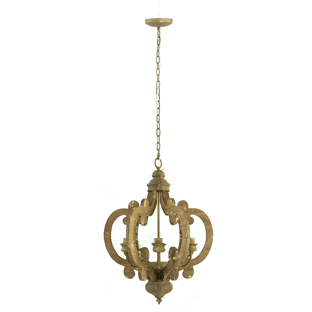 Farmhouse Chandelier, 6-Light Wood Chandelier Pendant Light Fixture with Adjustable Chain for Dining Room Living Room Entryway, Bulb Not Included