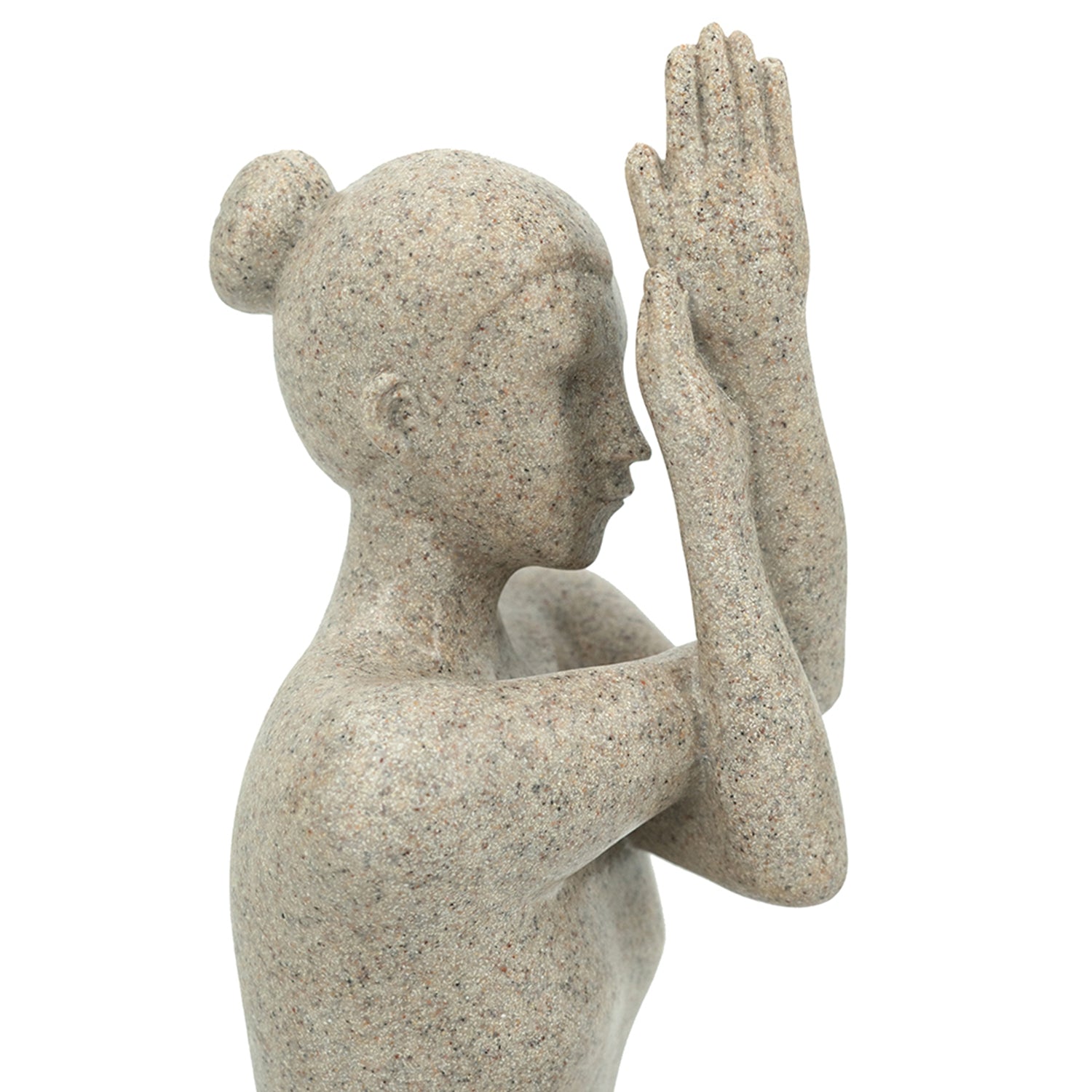 7x5.5x9.5" Beige Resin and Stone Yoga Figurine in Anjali Mudra Pose