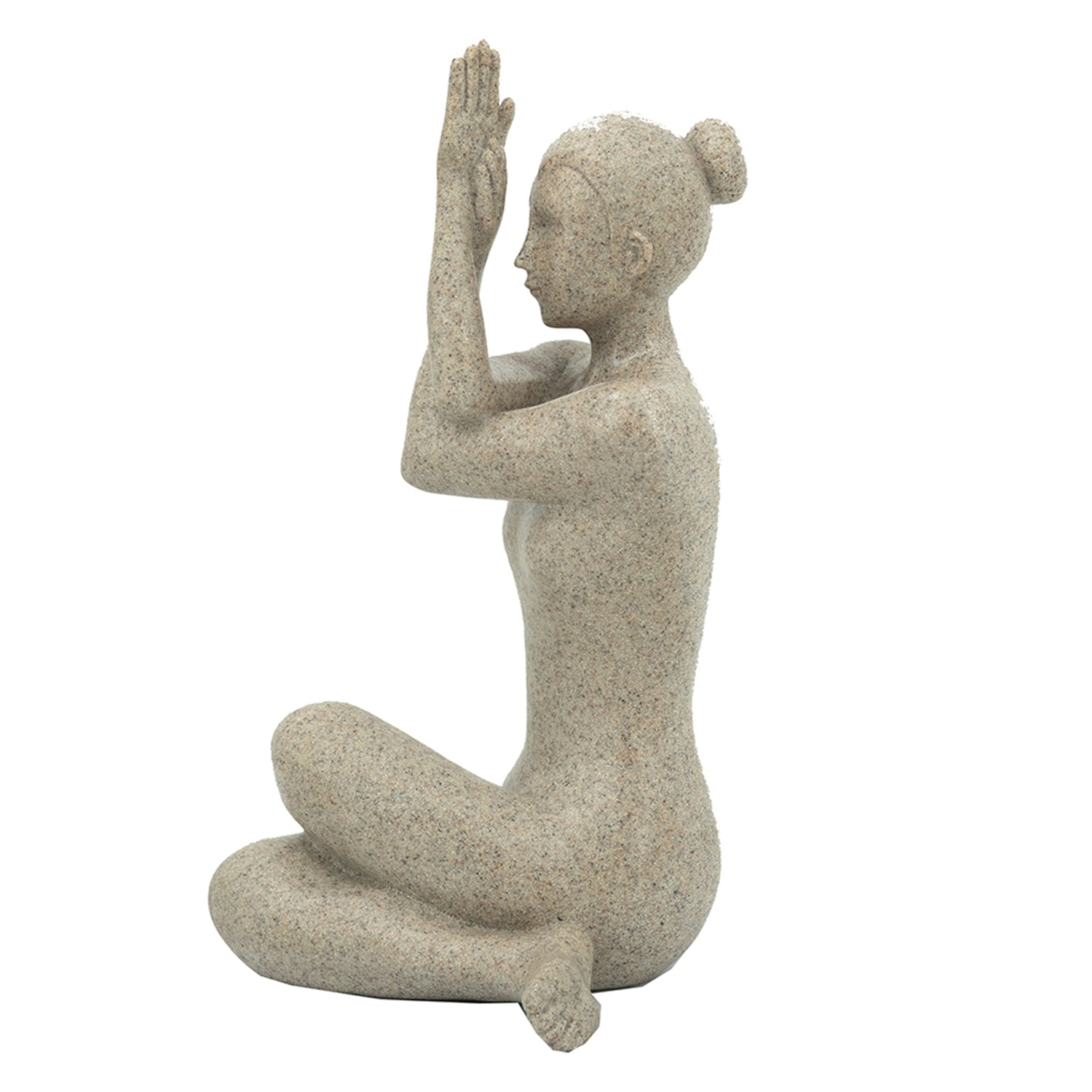 7x5.5x9.5" Beige Resin and Stone Yoga Figurine in Anjali Mudra Pose