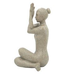 7x5.5x9.5" Beige Resin and Stone Yoga Figurine in Anjali Mudra Pose