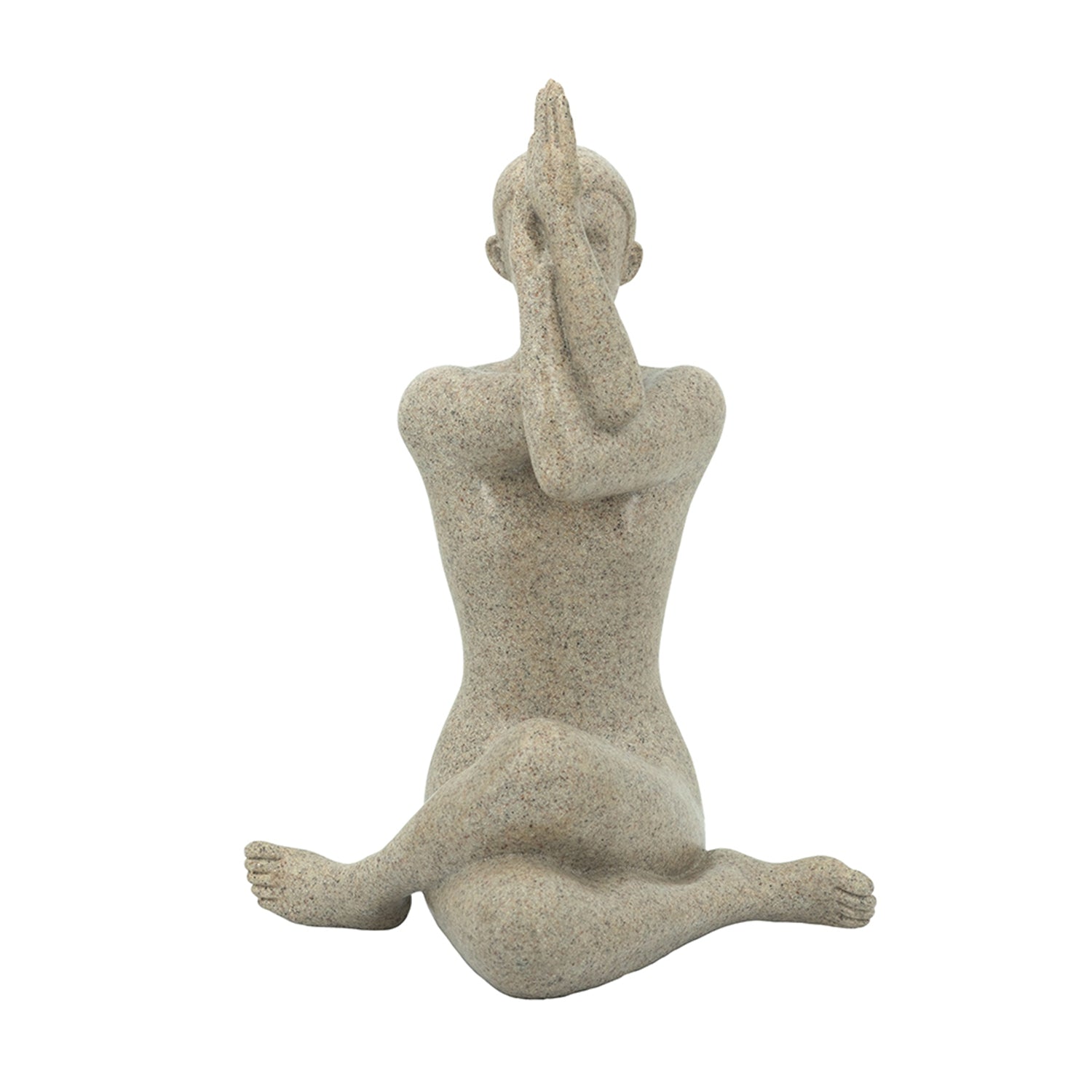 7x5.5x9.5" Beige Resin and Stone Yoga Figurine in Anjali Mudra Pose