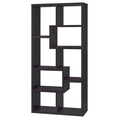 8-shelf Cappuccino Geometric Bookcase