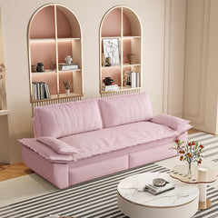 73.2" Queen Pull Out Sofa Bed,3-in-1 Convertible Sleeper Sofa,Multi-Functional Velvet Loveseat Bed,Pink(Old Sku:W1885P163514/W1885S00052/W1885S00197)