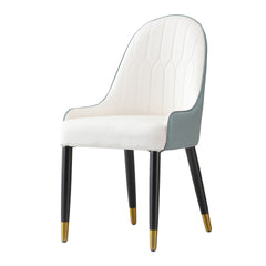 Modern Dining Chairs Set of 2 pcs Faux leather Dining Chair with Metal legs for Living Room/Dining Room/Reception Room(White+blue)