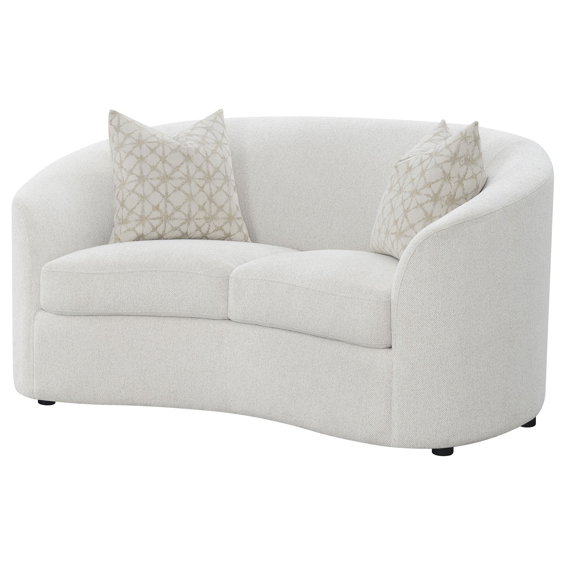 Rory Latte Sloped Arms Loveseat with Pillows