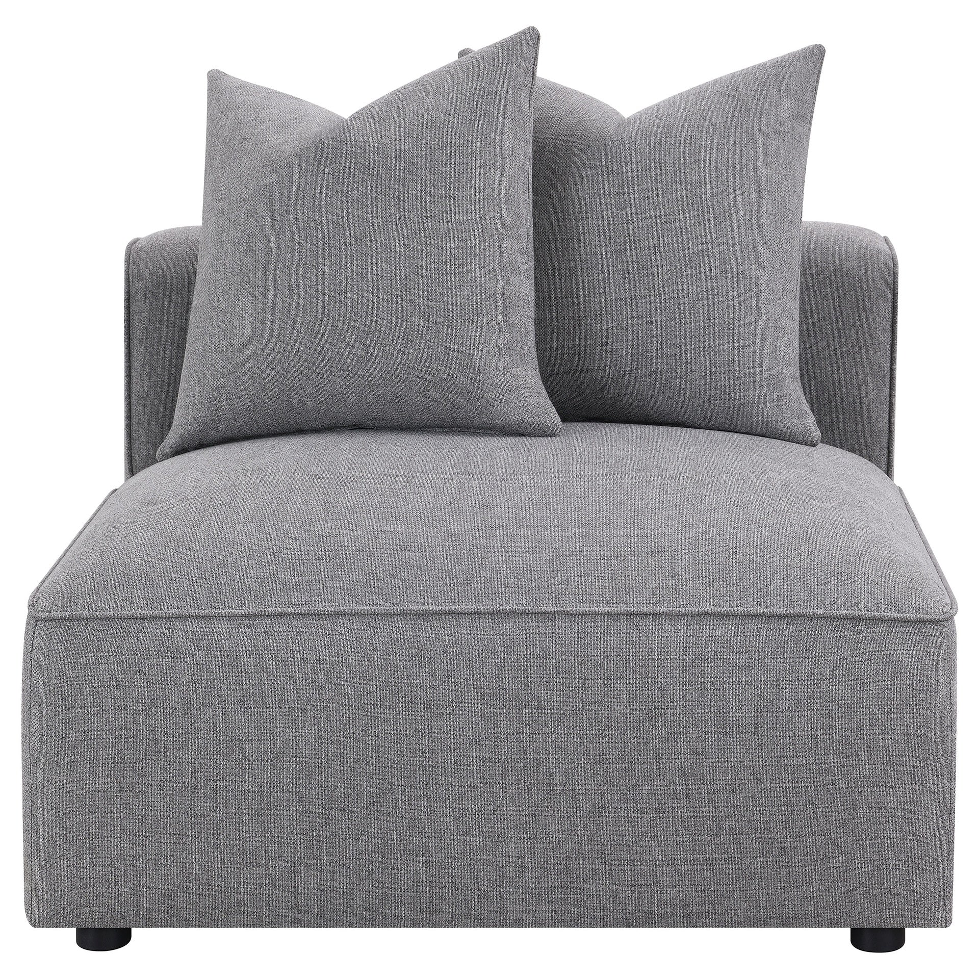 Amherst Grey Armless Chair with Accent Pillow