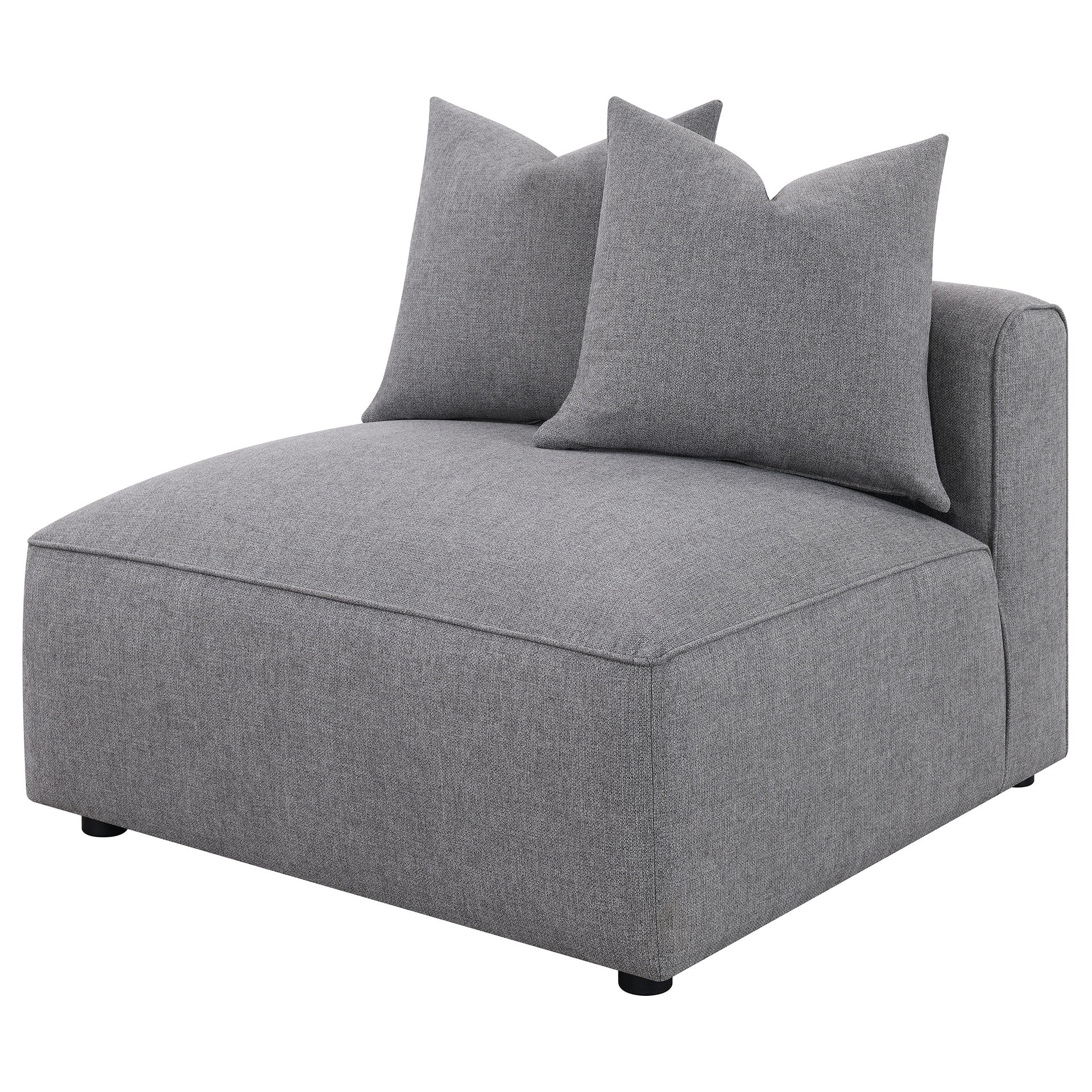 Amherst Grey Armless Chair with Accent Pillow