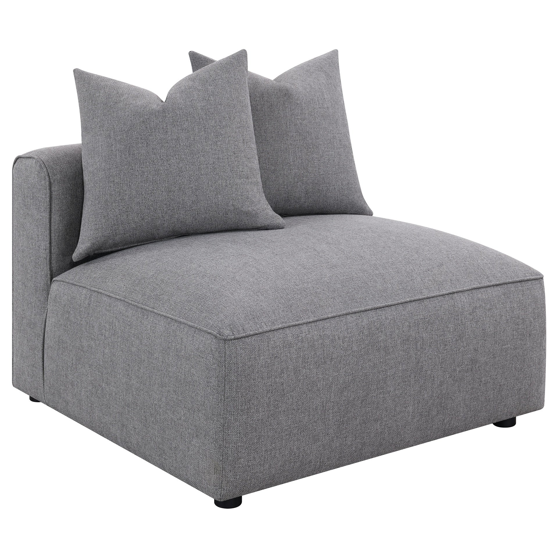 Amherst Grey Armless Chair with Accent Pillow