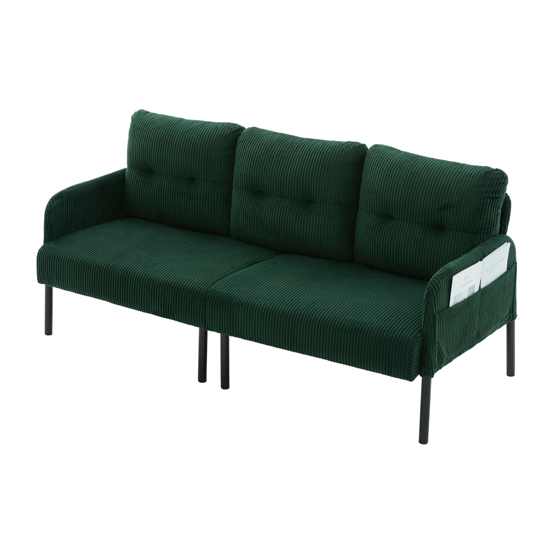 UNITED WE WIN Oversized Loveseat, Modern & Plush Double-seater Sofa, Corduroy Upholstered Couch, Cozy Bedroom Sofa with Metal Legs & Side Pockets, Ideal for Living Room, Bedroom, Dorm, Apartment