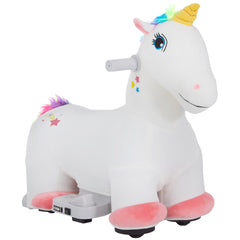 Qaba 6V Ride on Unicorn, Battery Powered Kids Electric Ride on Animal Toy with Music Forward, PU Wheels, Foot Pedal for Girls Boys Aged 18-36 Months, White