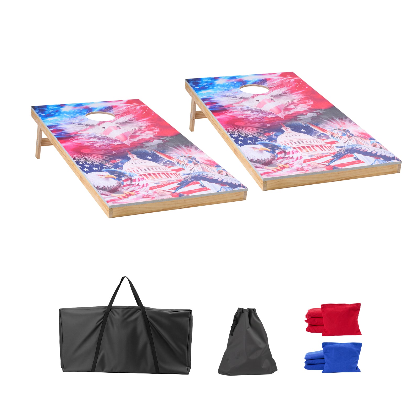 4x2ft Cornhole Set Portable Corn Hole Toss Game Board Wood 8 Bean Bag Carry Case
