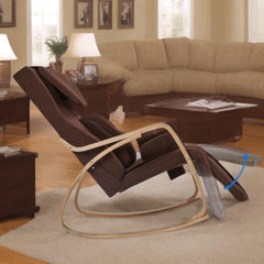 Full massage function-Air pressure-Comfortable Relax Rocking Chair, Lounge Chair Relax Chair with Cotton Fabric Cushion Brown