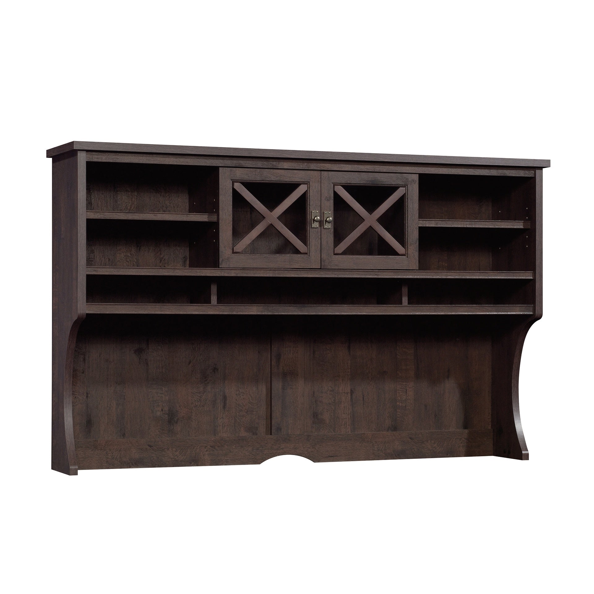 Hutch with Adjustable Shelves, Brown finish