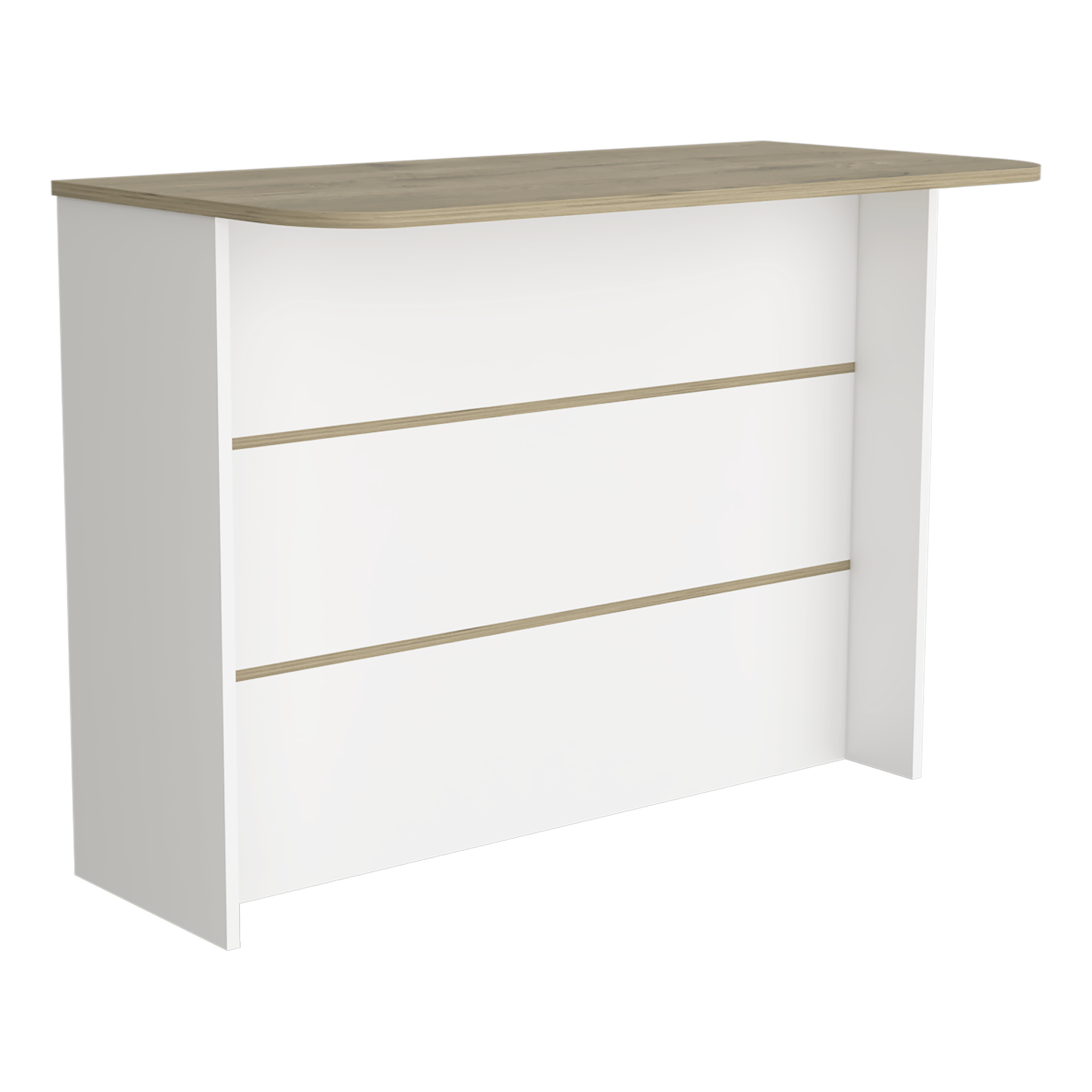 Kitchen Island with Two-Tier Storage Shelf and Ample Workstation, White / Light Pine