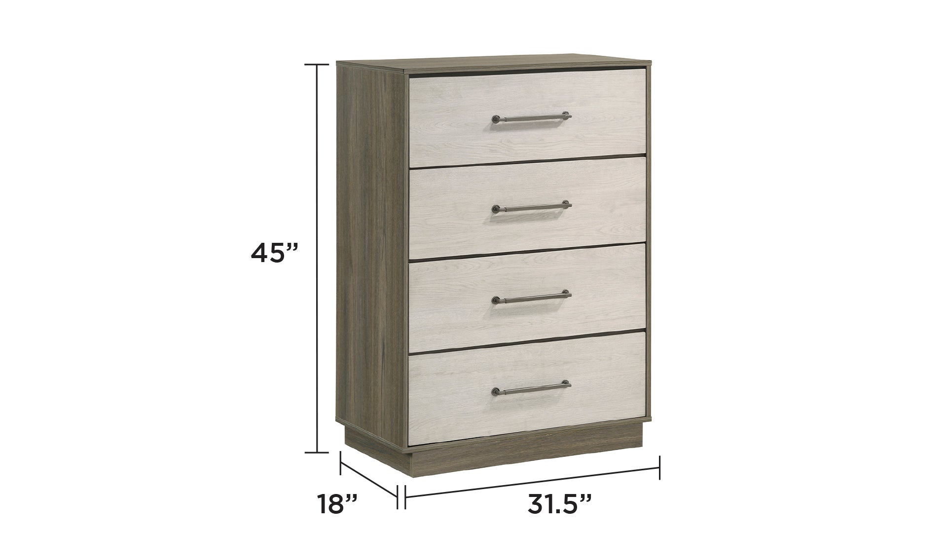 Gem Modern Style 4-Drawer Chest Made with Wood in Beige & Brown