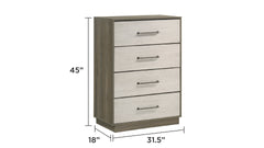 Gem Modern Style 4-Drawer Chest Made with Wood in Beige & Brown