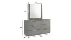 Elara Mirror – Two-Tone High-Gloss Marble & Lacquer Frame with Large Reflective Surface and Elegant Design- Gray(Includes Mirror Only)      same asG150108691  (NJ inventory)