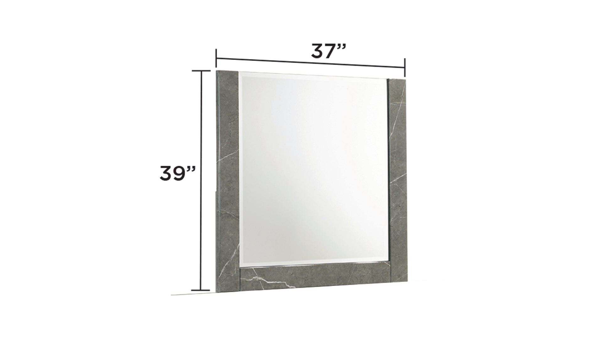 Elara Mirror – Two-Tone High-Gloss Marble & Lacquer Frame with Large Reflective Surface and Elegant Design- Gray(Includes Mirror Only)      same asG150108691  (NJ inventory)