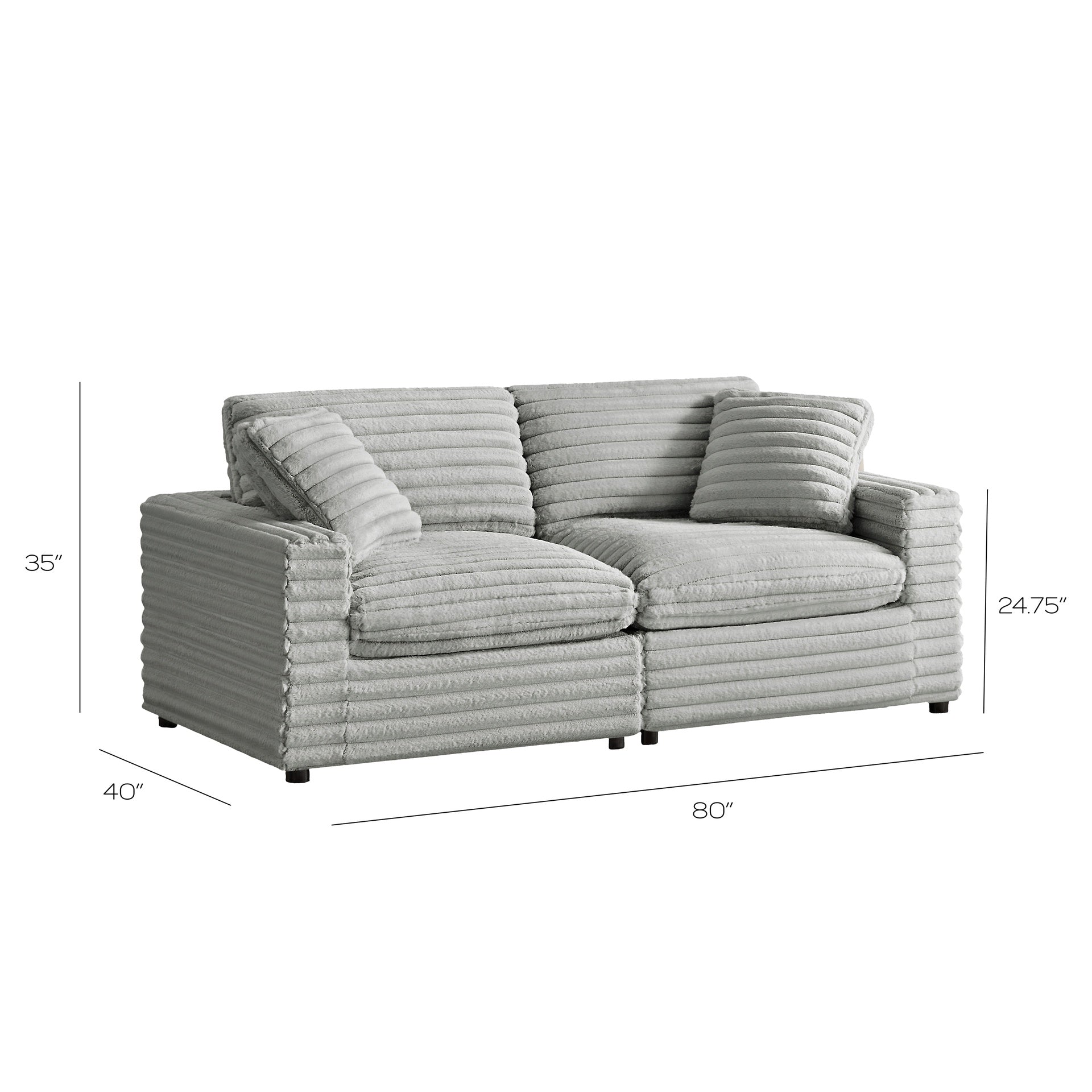 Jenny 2-piece Sofa Sectional in Plush Polyester Cord-Like Fabric