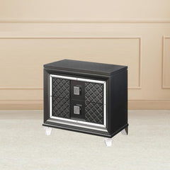 Modern Glam Metallic Gray Finish Storage Drawers Nightstand 1pc Wooden Bedroom Furniture Acrylic Leg