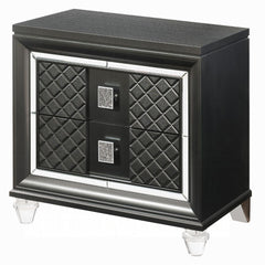Modern Glam Metallic Gray Finish Storage Drawers Nightstand 1pc Wooden Bedroom Furniture Acrylic Leg