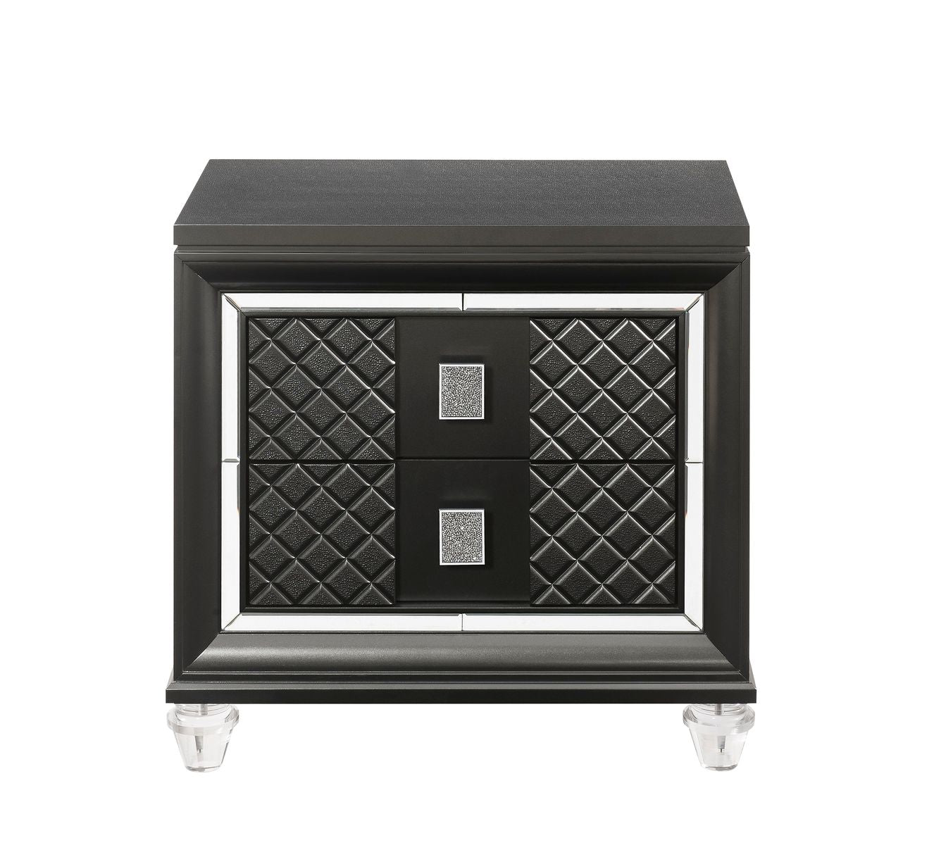 Modern Glam Metallic Gray Finish Storage Drawers Nightstand 1pc Wooden Bedroom Furniture Acrylic Leg