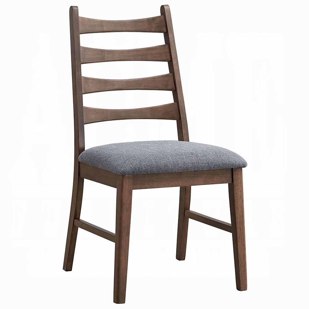 Walnut Finish Dining Chairs Set of 2, Dark Gray Upholstered Seat Durable Solid Wood Modern Dining Furniture