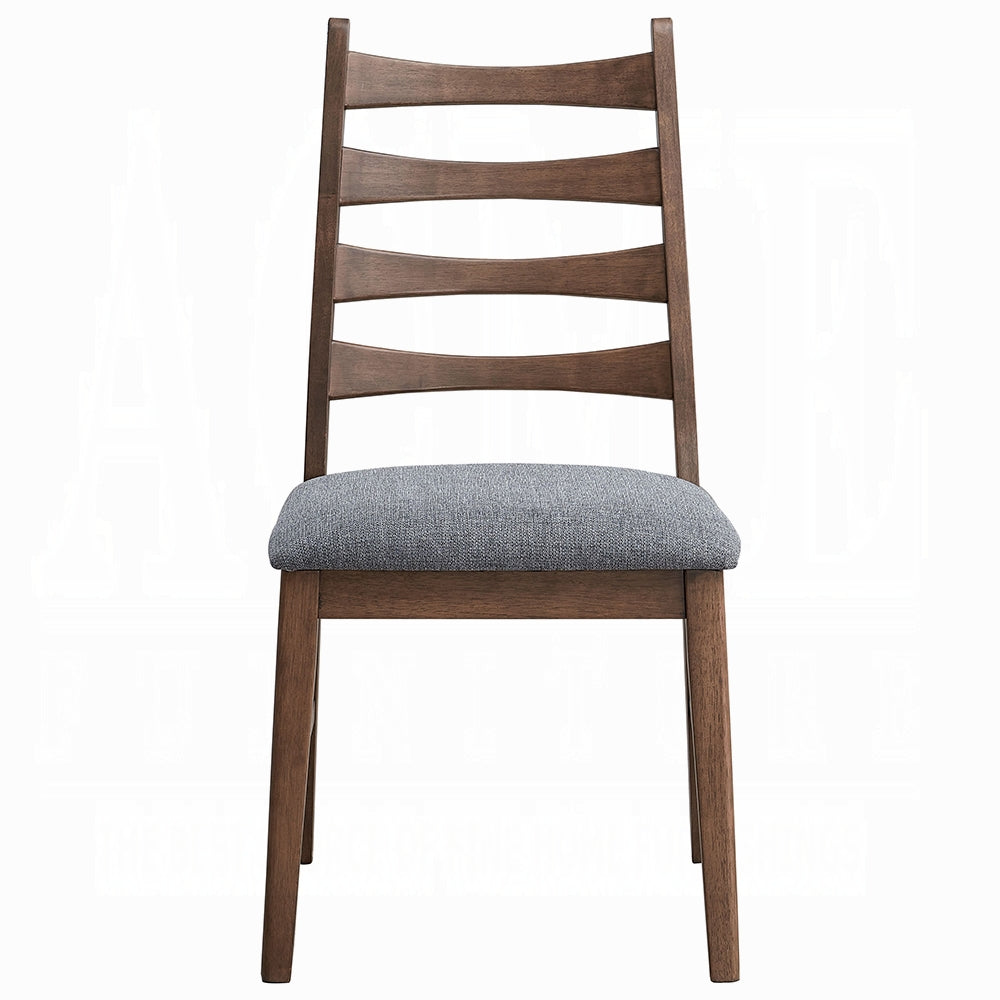 Walnut Finish Dining Chairs Set of 2, Dark Gray Upholstered Seat Durable Solid Wood Modern Dining Furniture