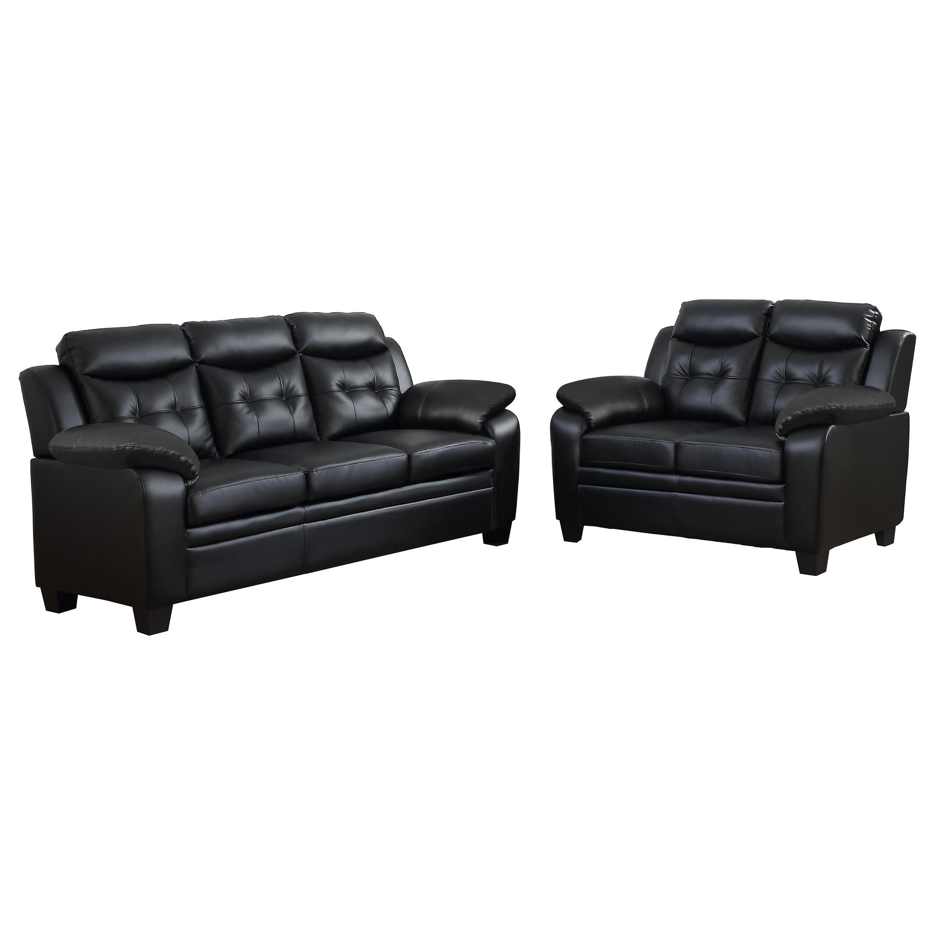 Castro Black 2-piece Faux Leather Living Room Set