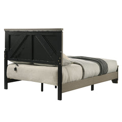 Modern Design Queen Size Bed with LED Light Headboard Wooden Bedroom Furniture Gray Finish, Bed in a Box