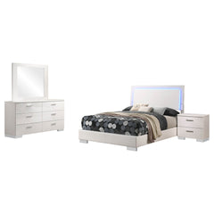 Dulcey White High Gloss 4-piece Full Bedroom Set