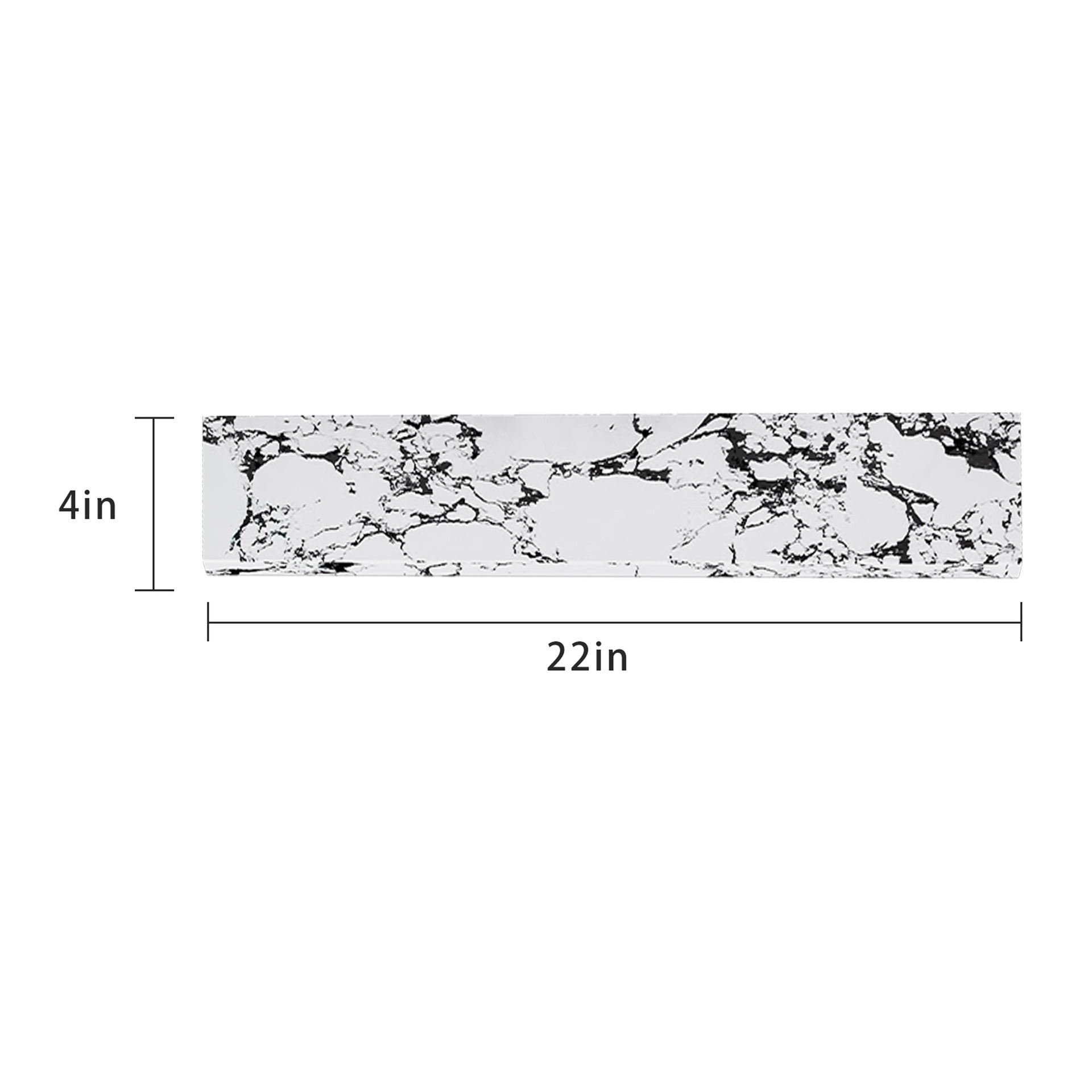 22-inch × 4-inch Bathroom Sink Side Splash, suitable for bathroom vanity sink top sizes, engineered marble stone side splash, Panda White.