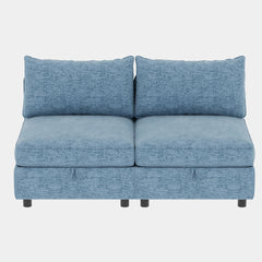 Armless Seat for Modular Sectional Sofa, Convertible Sofa Seat With Storage, Sleeper Sectional Sofa Set, Fabric Flexible Modular Combinations for Living Room(2PCS)