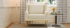 Modern Armchair Velvet Accent Chair Reading Chair Single Sofa Chair for Living Room, Bedroom, or Reading Corner, Beige