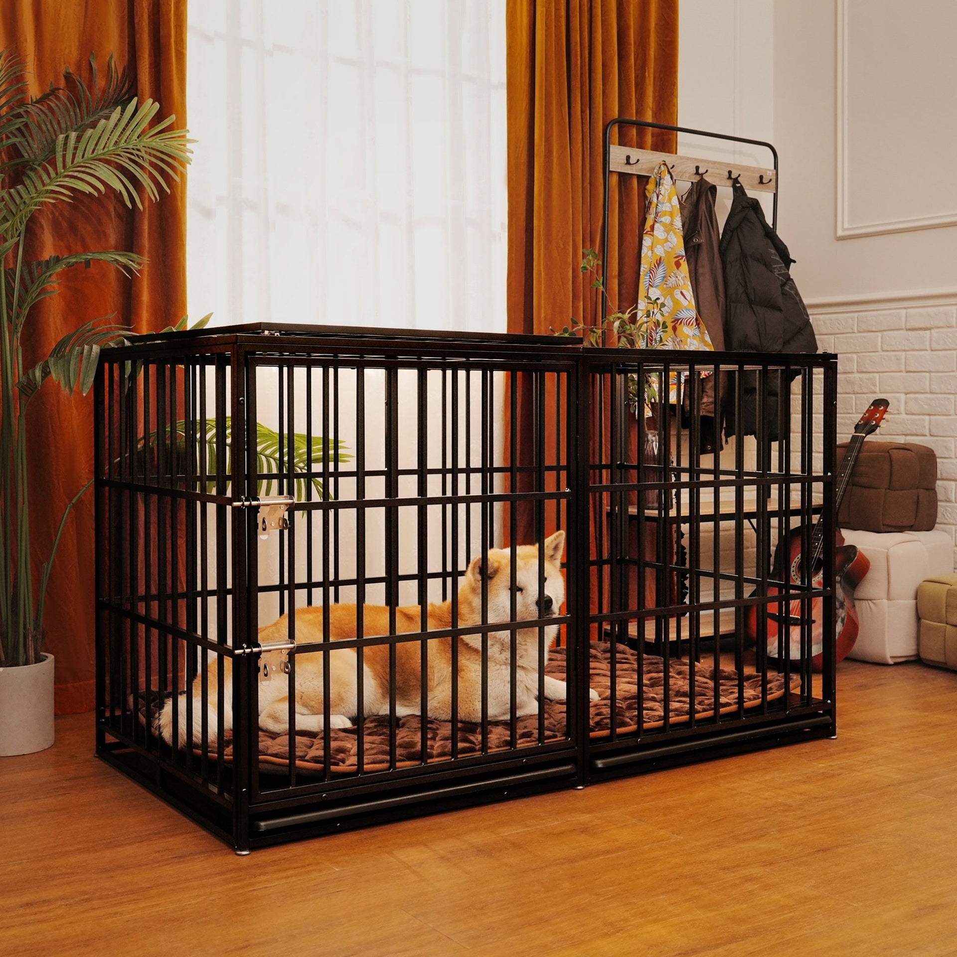 61" Extra Large Heavy Duty Dog Crate Dog cage Strong Metal Dog Kennels and Pens Crates for Large Dogs