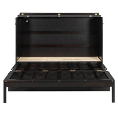 Queen Size Murphy Bed with Large Drawers and USB,Brushed Espresso