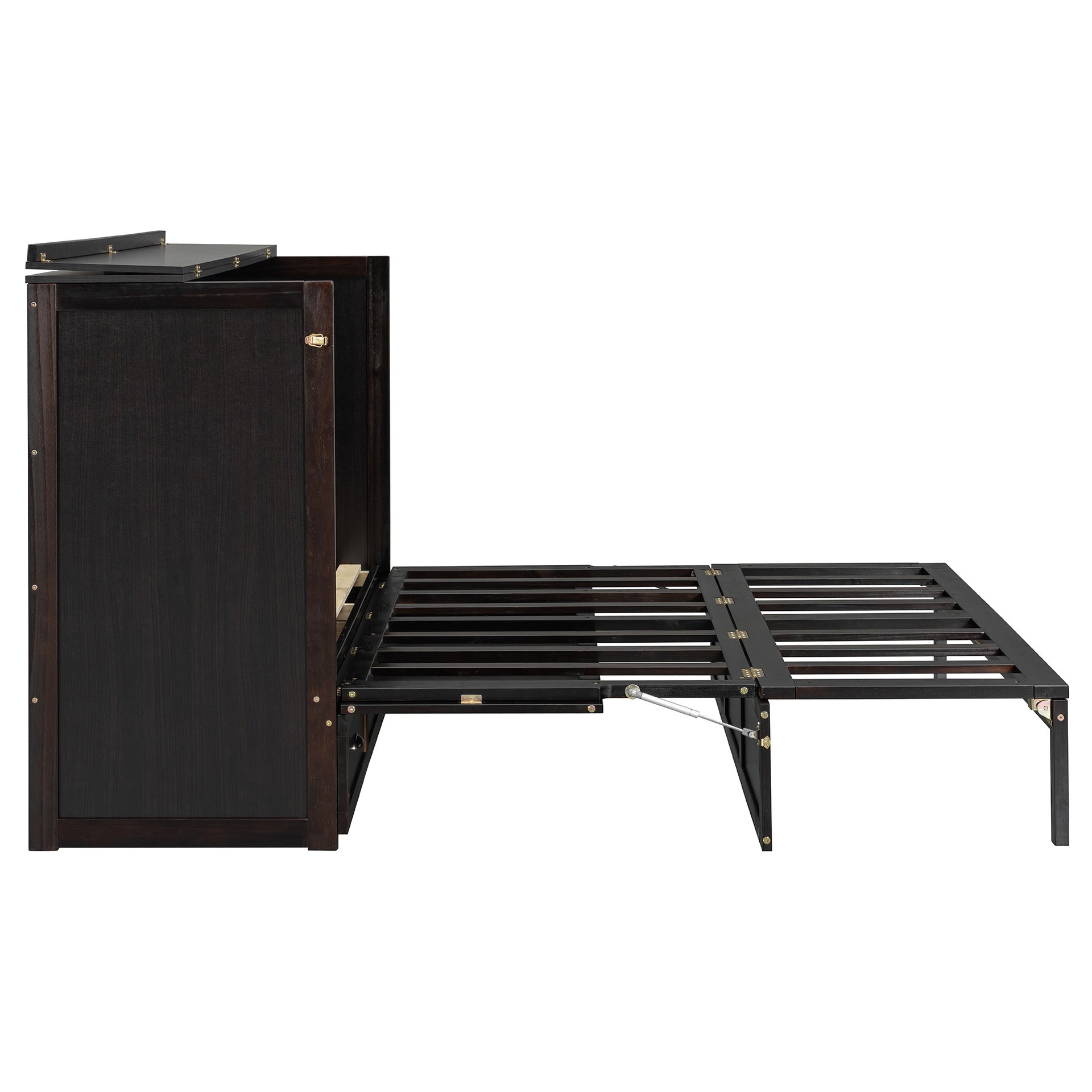 Queen Size Murphy Bed with Large Drawers and USB,Brushed Espresso