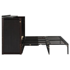 Queen Size Murphy Bed with Large Drawers and USB,Brushed Espresso