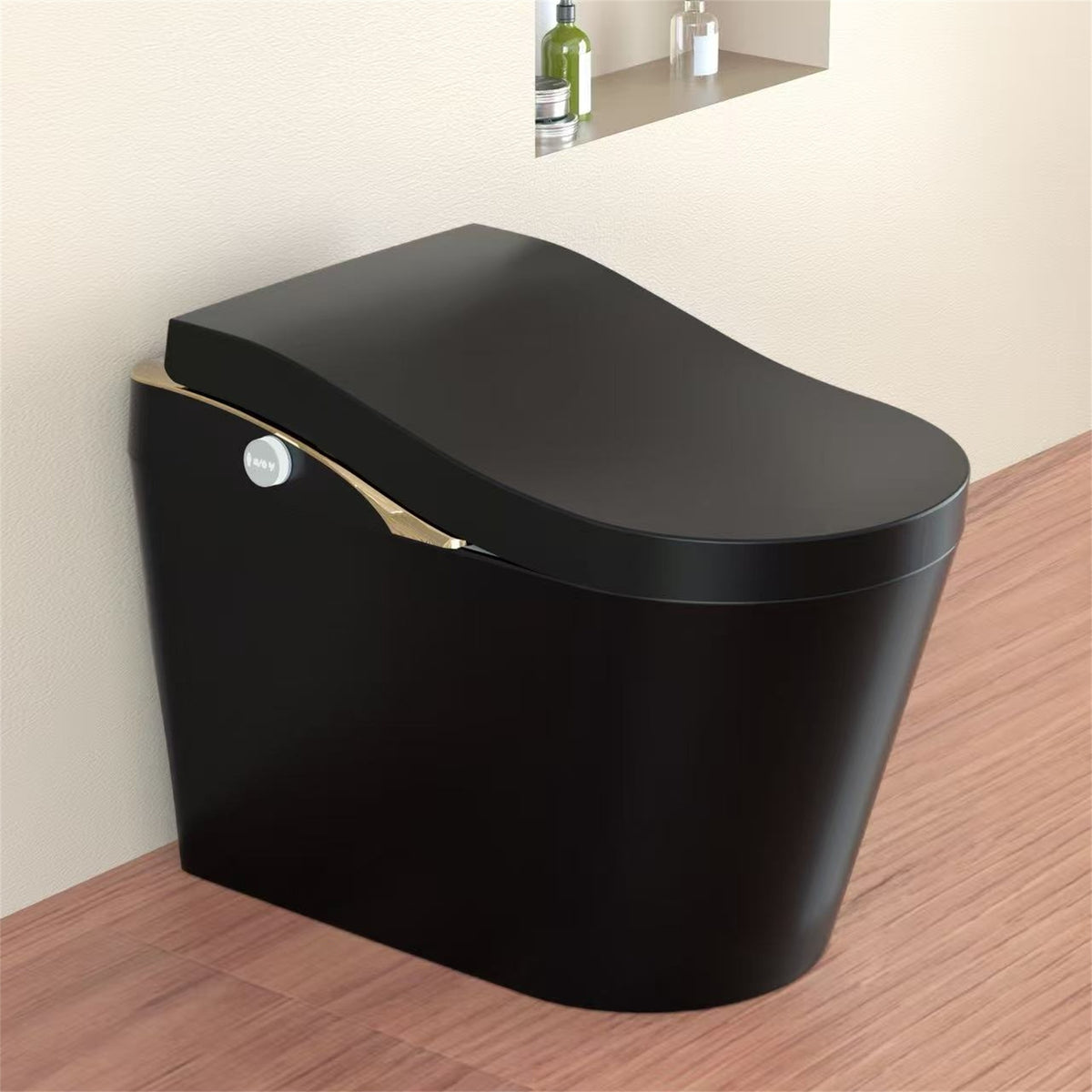 Tankless Modern Smart Toilet With Bidet, Auto Flush, Auto Open/Close,Heated Seat, Warm Water and Dry, Foam Shield Function White, Matte Black