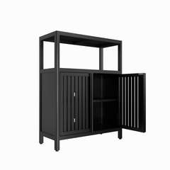 Black Large Capacity Bamboo Storage Cabinet Furniture for Bathroom Living Room Bathroom Bamboo Storage Cabinet With Shelves